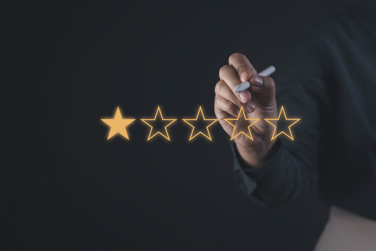 Estrelas representando baixa satisfação do cliente por falta de meios de pagamento